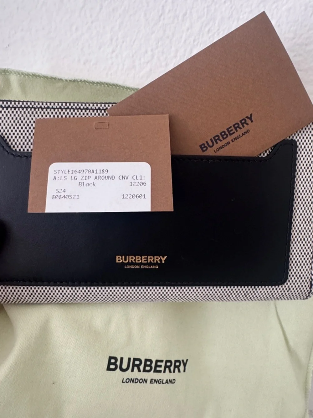 Burberry Black & Gray Zip Wallet with Gold Hardware - Picture 4 of 4